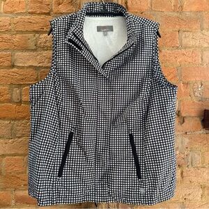 Talbots Black and White Gingham Vest Fleece lined